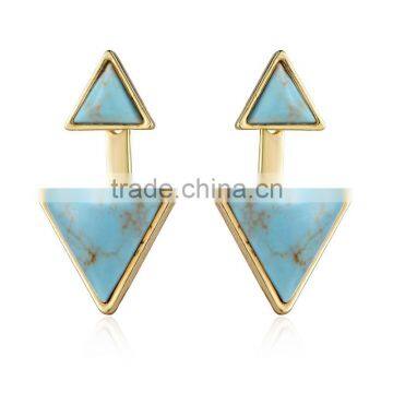 Retro Women Gold/Silver Turquoise Triagnle Earrings Jewelry Gift