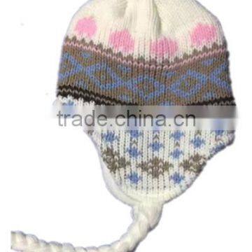 wholesale custom knitted jacquard ear muff baby beanie