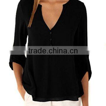 OEM fashion back button blouse design