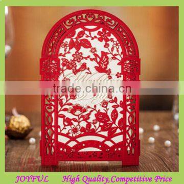 Red castle design laser cut wedding invitation card