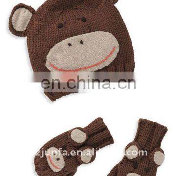 fashional cute hot warm popular sell well animal hat mitten set