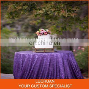 Elegance Purple Sequins Round Wedding Tablecloths