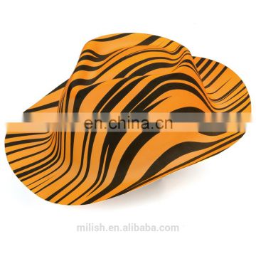 MH-2132 Classic Party kit PVC Orange Plastic Zebra Cowboy Fedora Hat