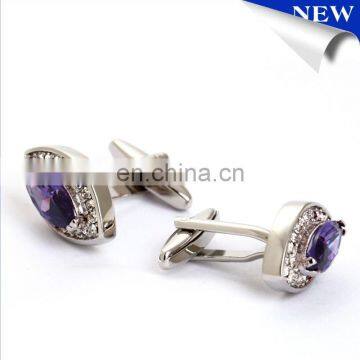 Elegant Purple Crystal Cufflinks Sliver Cufflink photo-2