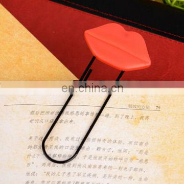 personalized 2D rubber with metal bookmark clip with red lips logo