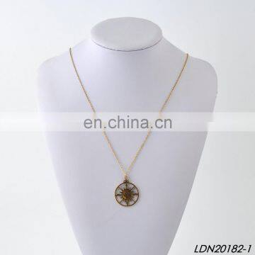 Antique Silver Dainty Compass Pendant Necklace