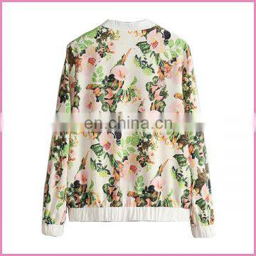 Floral Printed Chiffon Girl's Jacket Flower Baseball Top Jacket photo-2