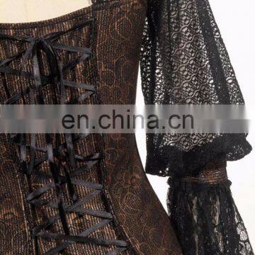 Steampunk Blouse With Jabot Laced See-through Bust Detail and Open Back photo-4