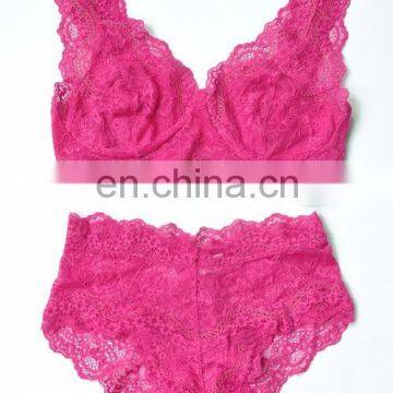 multi color transparent full lace bra panty set