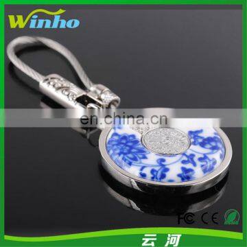 Winho China porcelain keychain with blue and white