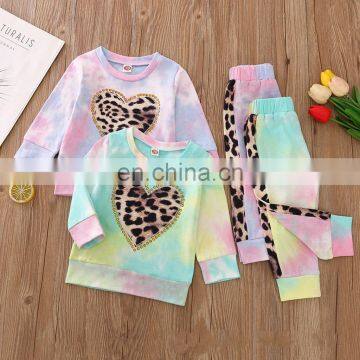 Autumn 2020 new children's Suit Girls leisure sports print 2-piece set