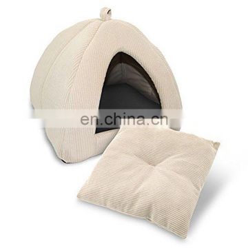 Corduroy Material cat cave house foldable indoor cat house with cover