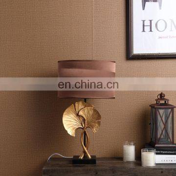 European vintage design cheap resin modern bedside lamps gold with custom logo