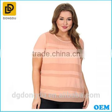 Plus Size 2016 China Manufacturer Wholesale Ladies Blouse Chiffon Striped Blouse