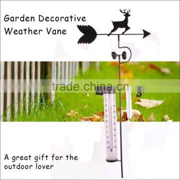 (553) Wind Direction Sensor Iron Wind Vane With Thermometer & Rain Gauge