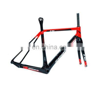 700C Road Bike Frame Racing Bicycle Frameset with T800 Carbon Fiber Fork and Seatpost for D-Brake