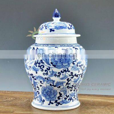 Hand Painted Clear blue and white ceramic porcelain Floral Ginger Jars