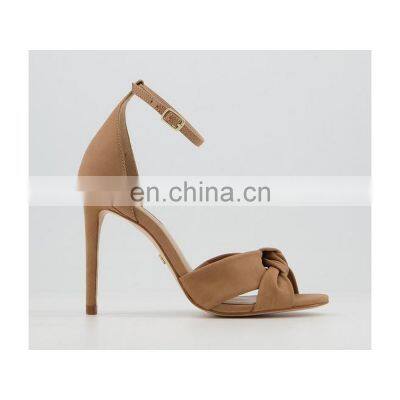 women ankle strap high heel brown color design sandals shoes