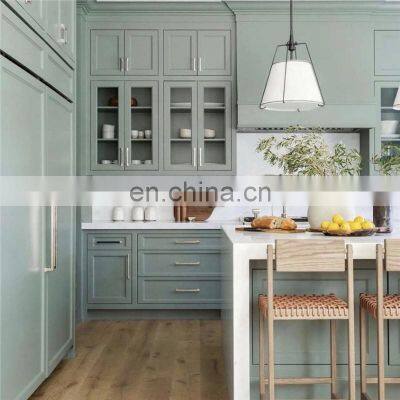 Lake Baikal Nordic Style Marble Grain Quartz stone Kitchen Cabinets