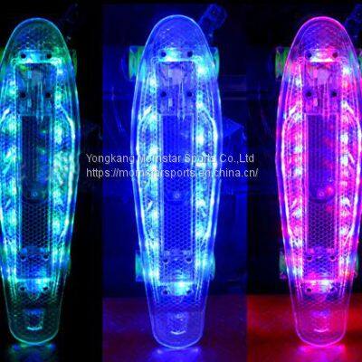 LED Light up Deck and Wheels 22 Inch Plastic Mini Cruiser Skateboard photo-2