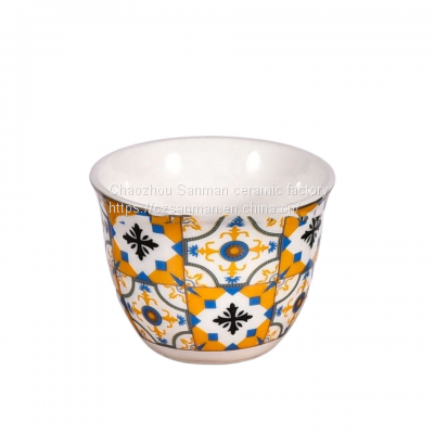 12pcs Cawa Cups Ceramic Arabic Coffee Cups New Bone China Cawa Cups With Color Box photo-2