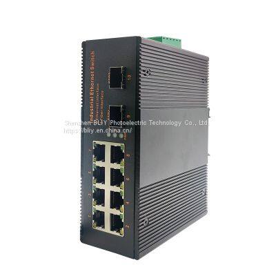 10/100/1000M 2 SFP connectors and 8 Ethernet ports Industrial SFP Switch