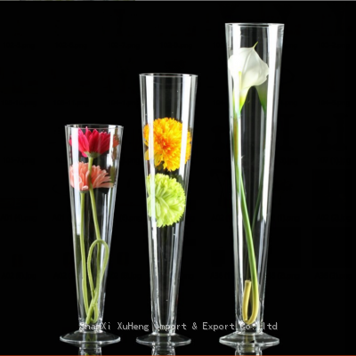 Transparent Trumpet Glass Vase For Wedding Centerpiece Table Decoration photo-2