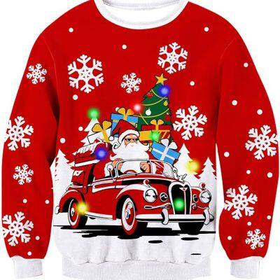 3D Graphic Ugly Christmas Sweater Funny Crew Neck Pullover Sweatshirt for Men Women