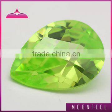 natural green Pear Shape cz stone