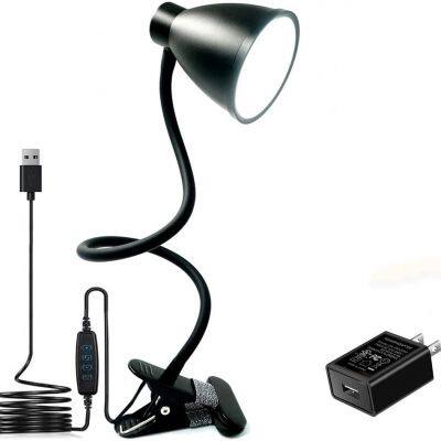 38 LED Table Desk Clamp Lamp 3 Color 10 Brightness Dimmer Read Auto Off Timer 360 Flexible Gooseneck Clip on night Light for Bed