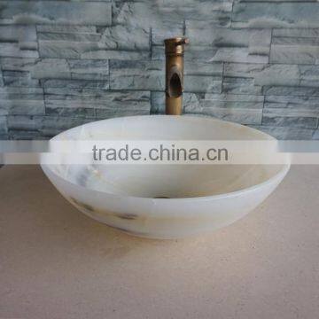 Hot Sale Luxury Stone Product Natural Bathroom White Onyx Sink photo-4