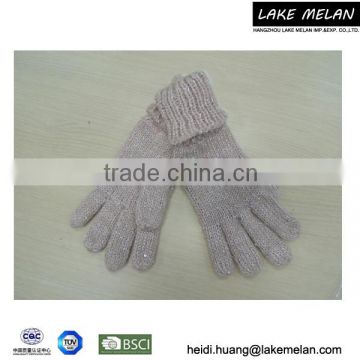 Hot Selling 100% Acrylic Knitted Lady's Glove With Lurex & Sequins