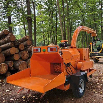 Movable Diesel Wood Chipper Large Garden Branch Orchard Branch Crusher for Sawdust Production