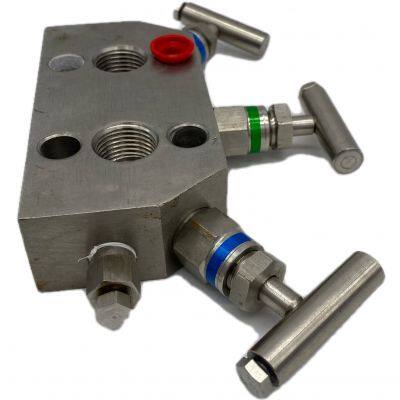 Válvula de colector trifurcada de acero inoxidable para transmisor de presión Rosemount con rosca NPT. Colector de múltiples válvulas Yokogawa