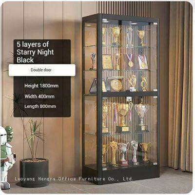 Tempered Glass Action Figure Cabinet for Cologne Hobby Store, 46mm Thickened Column, Low Noise Closing Display Case, HENGNA Factory