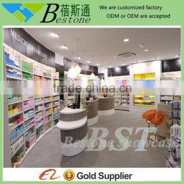 Durable retail medicine display shelf furniture for pharmacy store