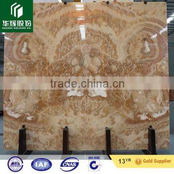 Transparent yellow tiger skin onyx big slabs for wall decoration