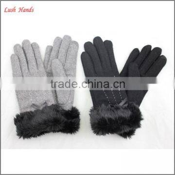 Ladies Fur Cuff Fashion Woolen Gloves With Wholesale Price photo-4