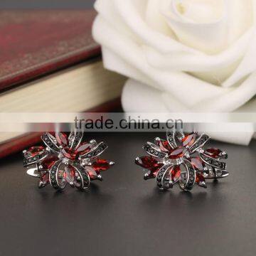 925 Sterling Silver Garnet Earring English Lock Wholesale Hongkong&China