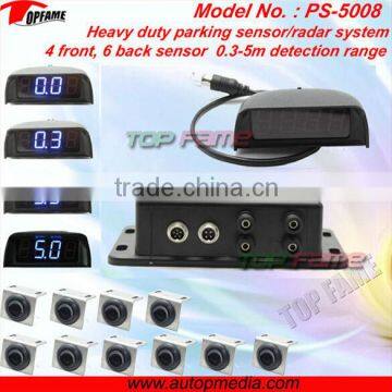 PS-5008 car led display parking sensor system with buzzer,4 front sensor& 6 rear sensor, 0.4-5m sensor detection