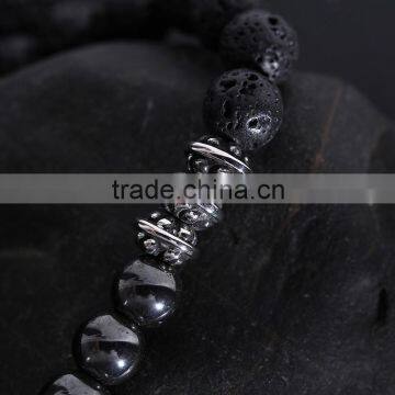 Wholesale Custom 8mm Lava Bead Bracelet Jewelry for Men Fashion Silver Buddha Bracelet photo-2