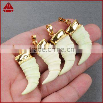 Natural ox bone horn carved claw pendant jewelry Bead