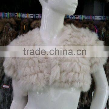 QD-09 Knit Rabbit Fur Short Cape Bridal Shawl For Woman Winter Evening Party Dresses