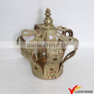 Antique Gold Metal Crown Candle Holder photo-2