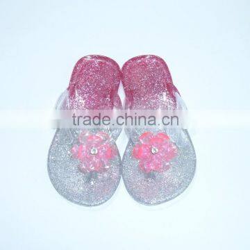 newest fashion flat lovely flower PVC slippers for girls 2015