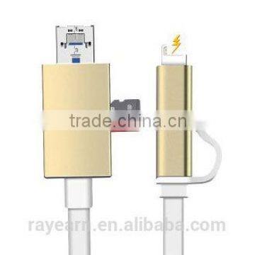 REYON newest TF card data reading usb cable , magic usb flat charging cable with otg function for Iphone,samsung ,xiaomi