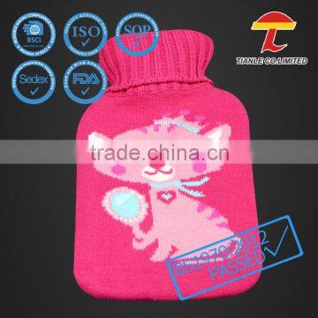 BS quality 1000ml hot water bottle with pink cat cover