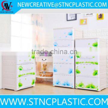 blue green flower 3 drawer plastic filing cabinet