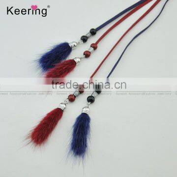 New fashion double-end faux fur tassel fringe trim cord for clothing