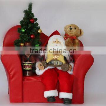 XM-CH1525 23 inch santa and bear sitting on sofa for christmas decoration